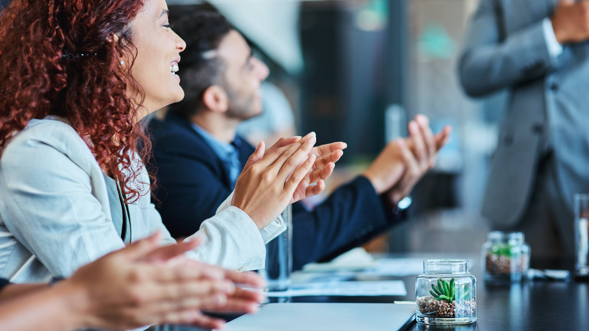 Säljaren har tränat för att lyckas med sin presentation